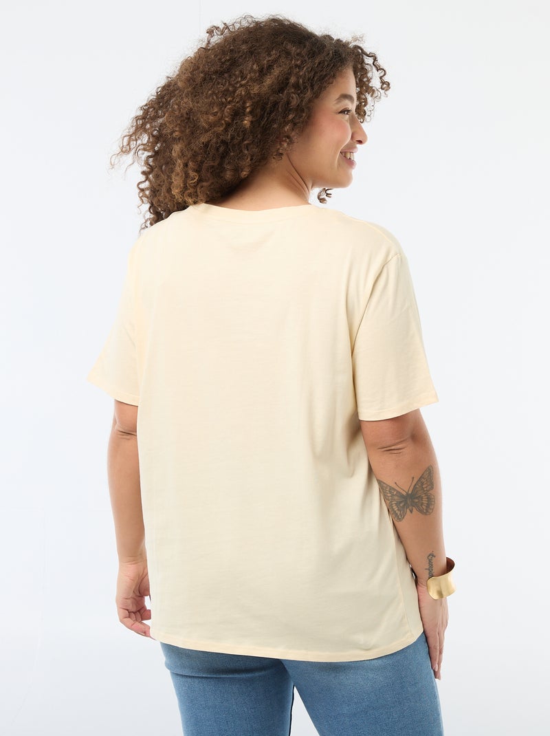 T-shirt 'Moederdag' met print en korte mouwen Geel - Kiabi