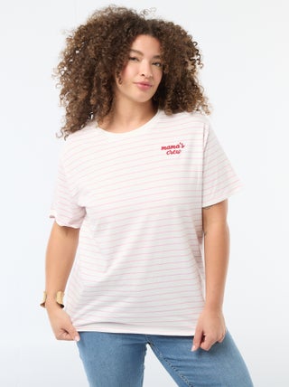 T-shirt 'Moederdag' met print en korte mouwen