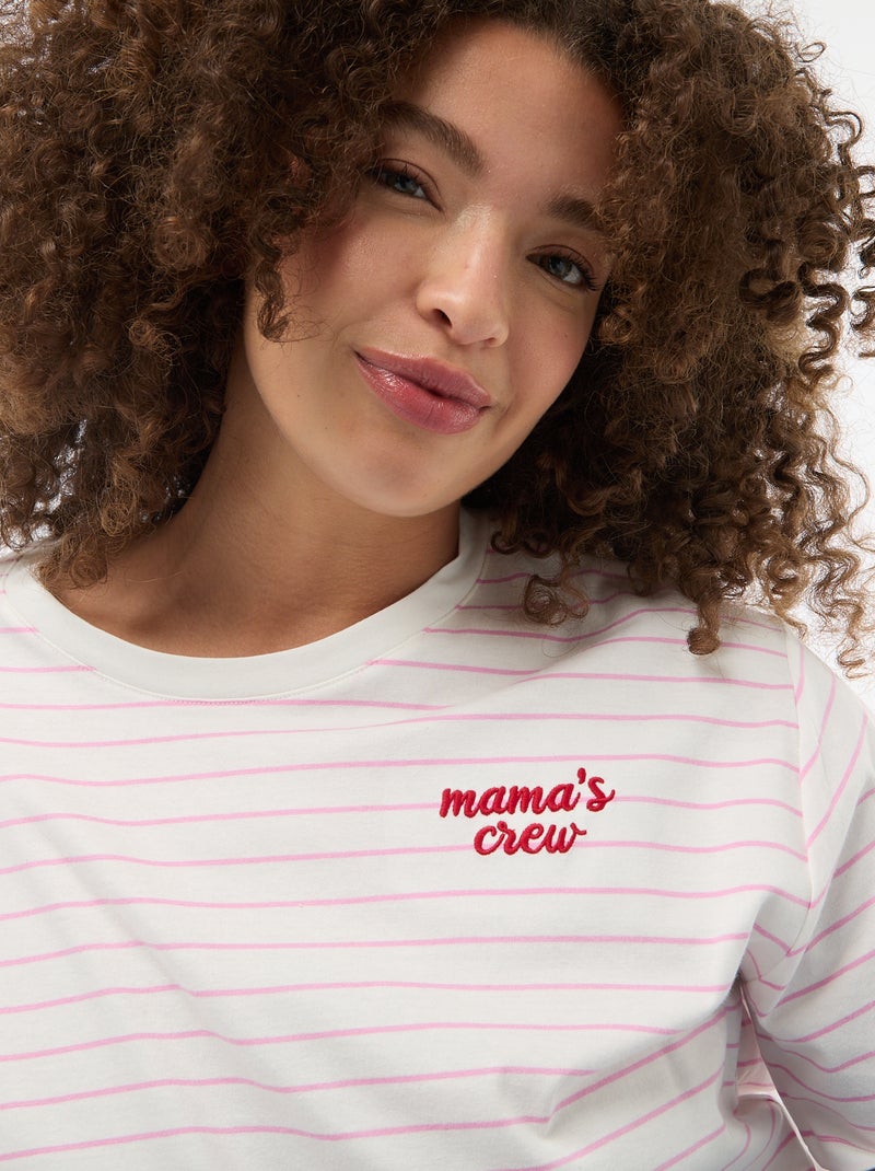 T-shirt 'Moederdag' met print en korte mouwen Rose - Kiabi