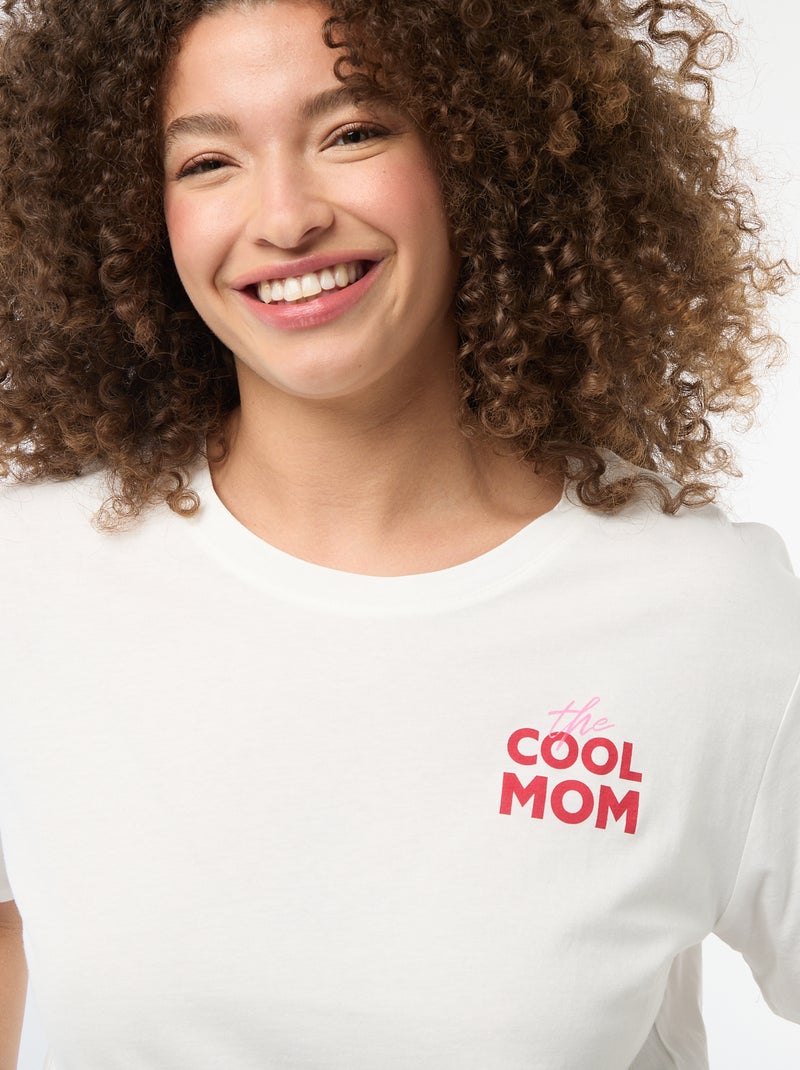 T-shirt 'Moederdag' met print en korte mouwen Wit - Kiabi