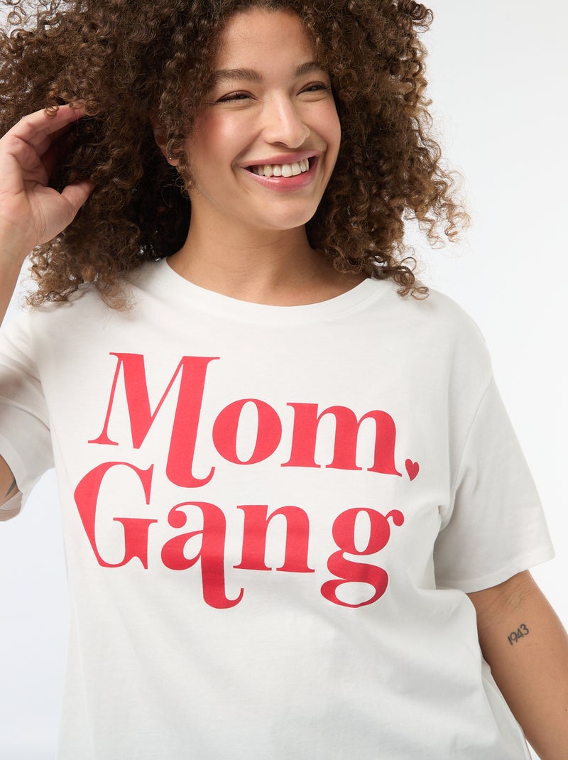 T-shirt 'Moederdag' met print en korte mouwen Wit - Kiabi