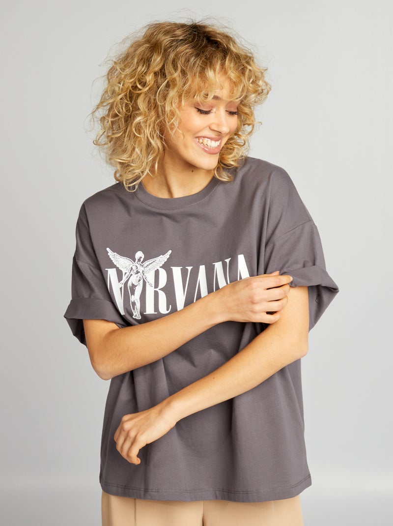 T-shirt 'Nirvana' GRIJS - Kiabi