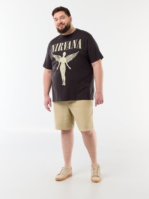 T-shirt 'Nirvana' met korte mouwen en print voor- en achterop - Kiabi