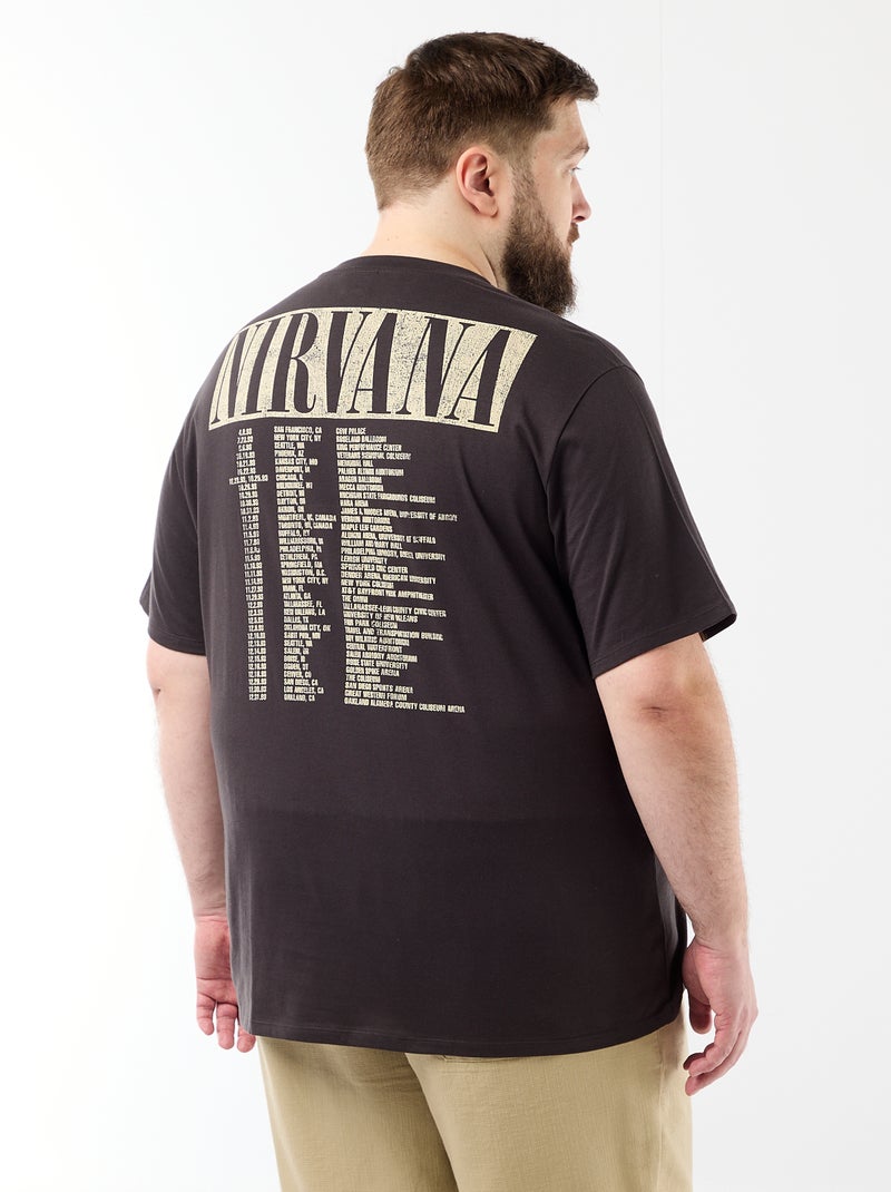 T-shirt 'Nirvana' met korte mouwen en print voor- en achterop Zwart - Kiabi