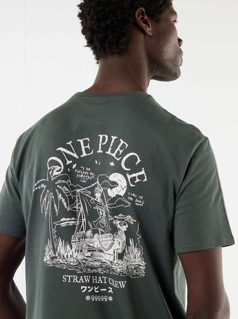 T-shirt 'One Piece' aan twee zijden bedrukt Groen - Kiabi
