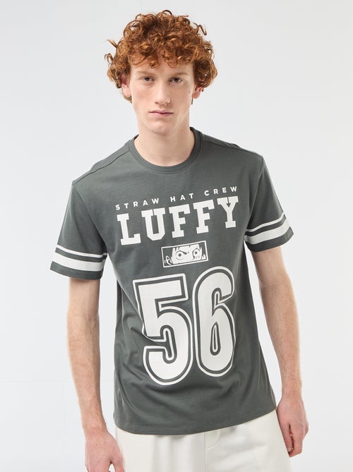 T-shirt 'One piece' van effen katoen met gestreepte mouwen - Kiabi