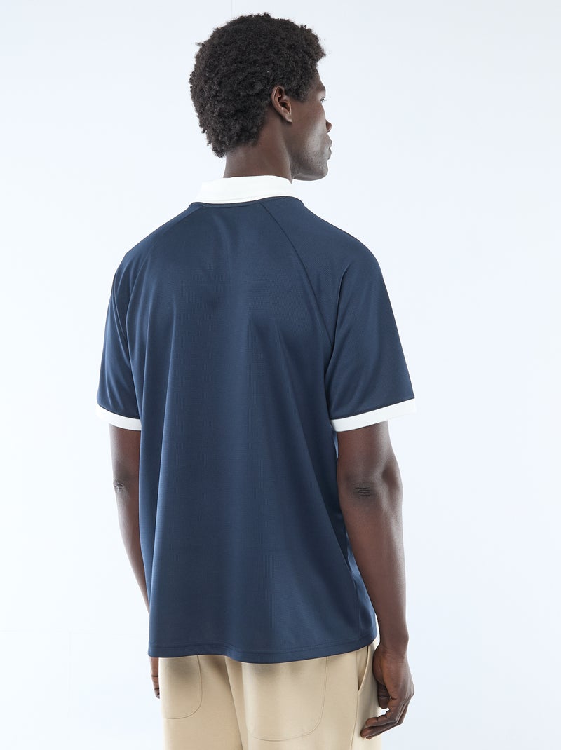 T-shirt polo met print en boodschap Blauw - Kiabi
