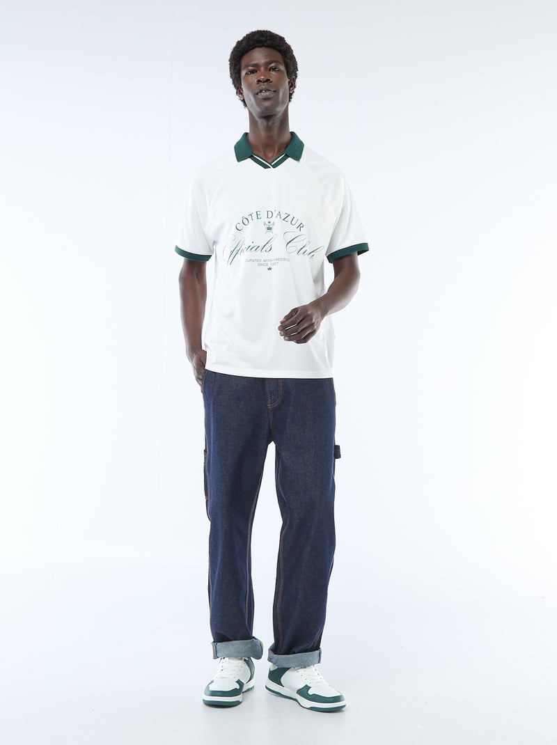 T-shirt polo met print en boodschap Wit - Kiabi