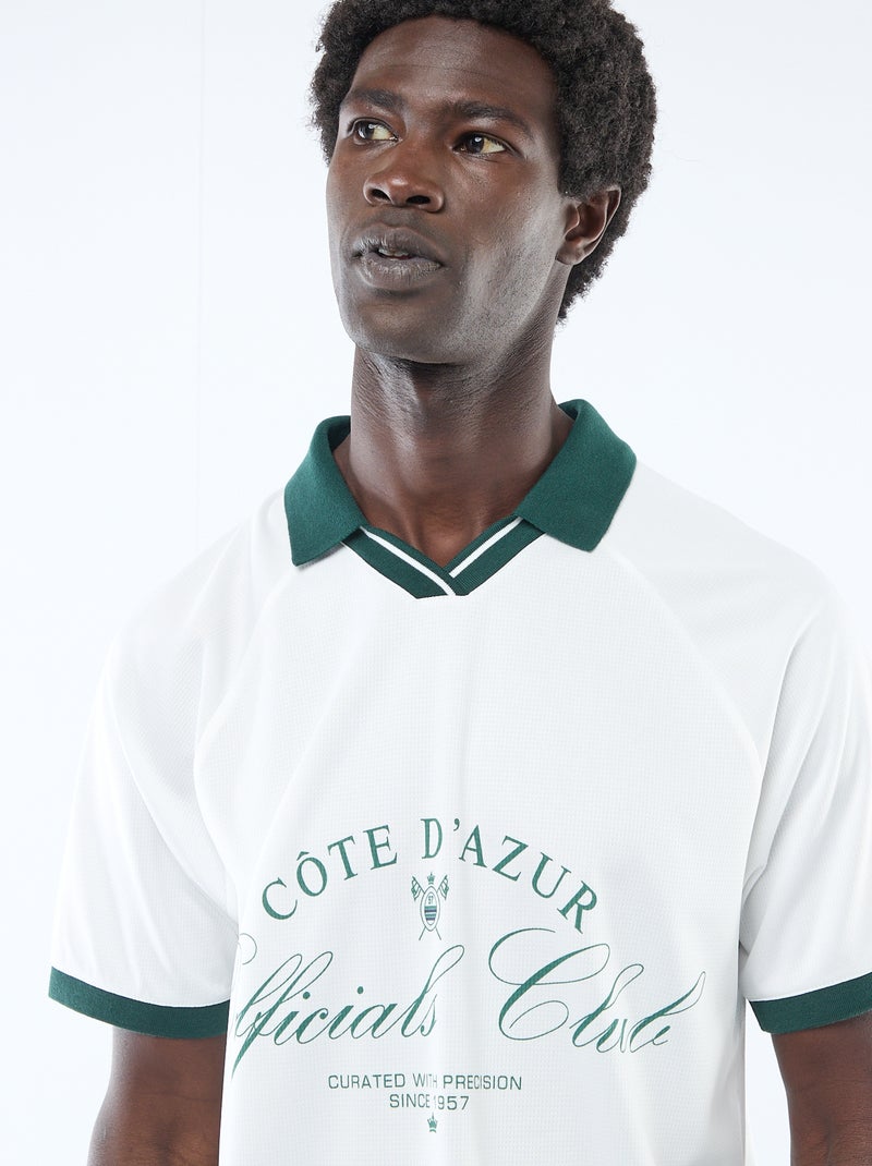 T-shirt polo met print en boodschap Wit - Kiabi