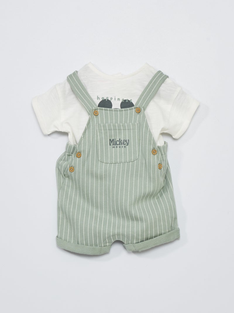 T-shirt + salopette 'Mickey' 2-delig WIT - Kiabi