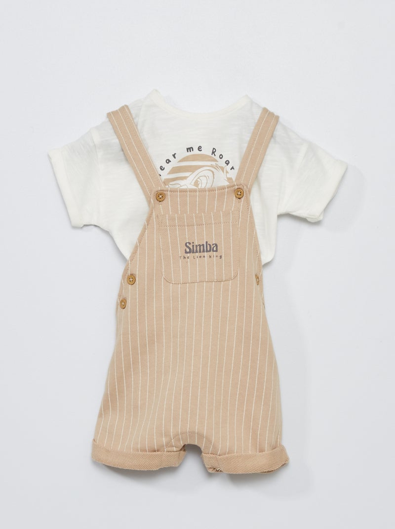 T-shirt + salopette 'Simba' - 2-delig WIT - Kiabi