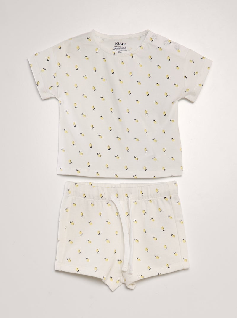 T-shirt + short - 2-delig - Uniseks WIT - Kiabi