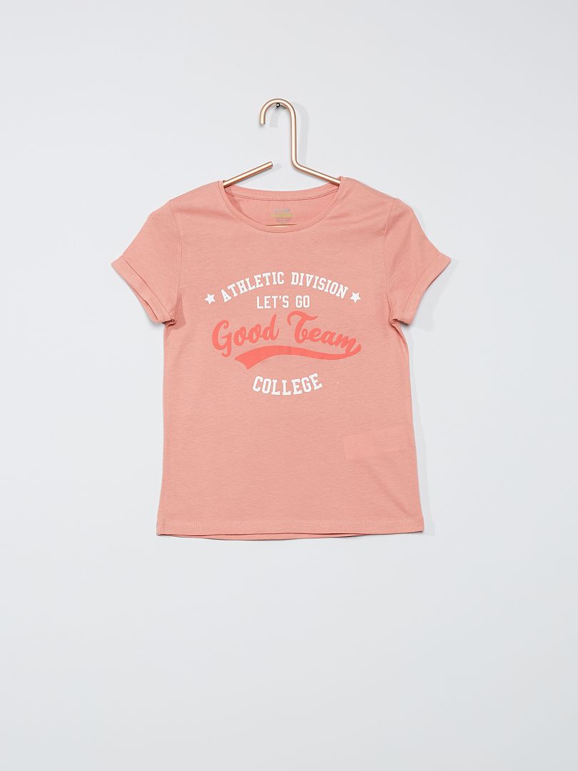 T-shirt 'team' roze - Kiabi