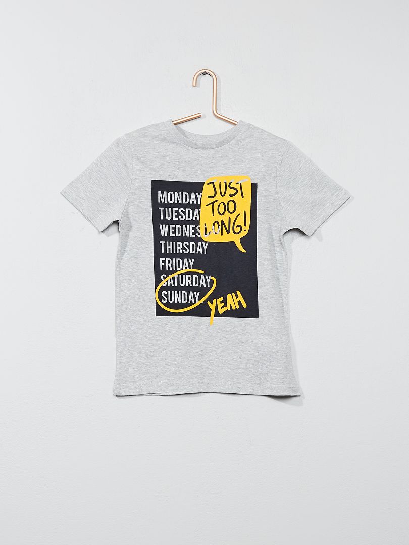 T-shirt van 100% katoen met print GRIJS - Kiabi