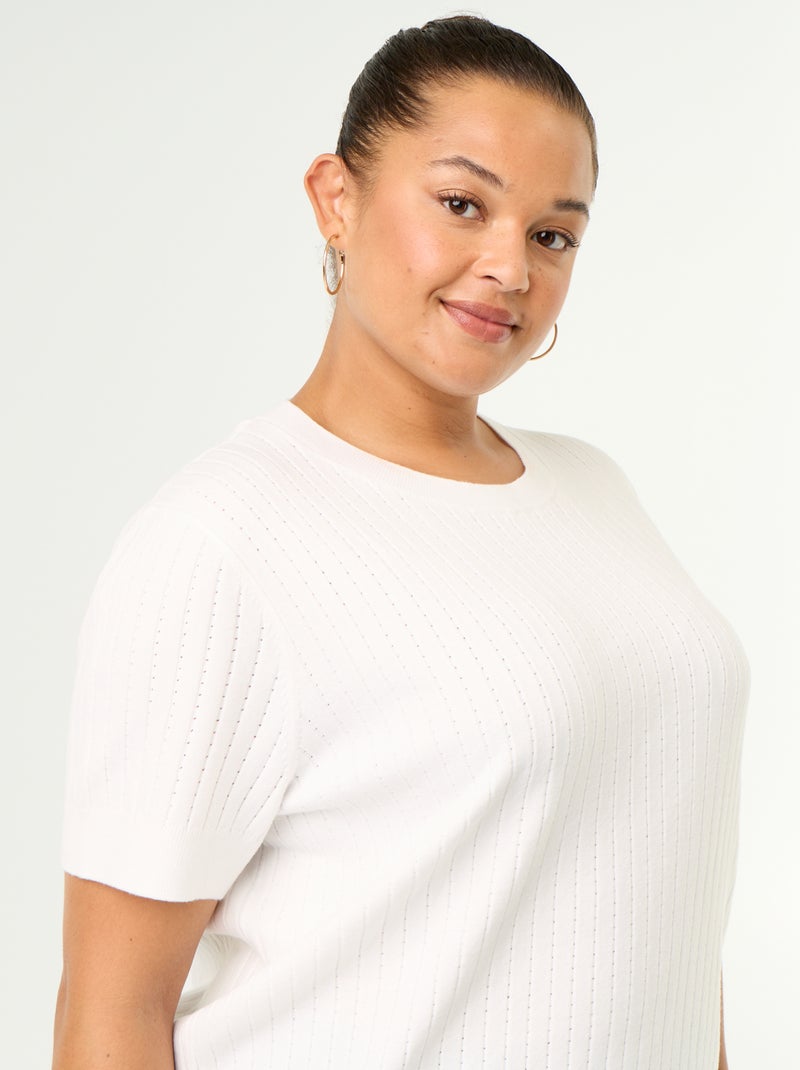 T-shirt van ajourbreisel Wit - Kiabi