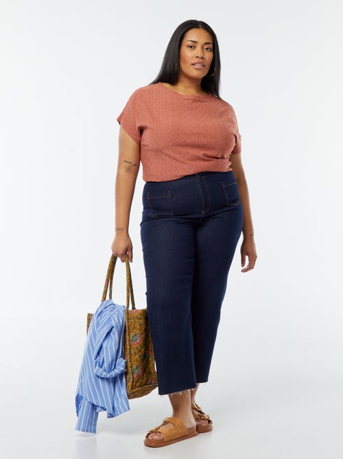 T-shirt van ajourtricot met korte mouwen - Kiabi