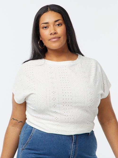 T-shirt van ajourtricot met korte mouwen - Kiabi