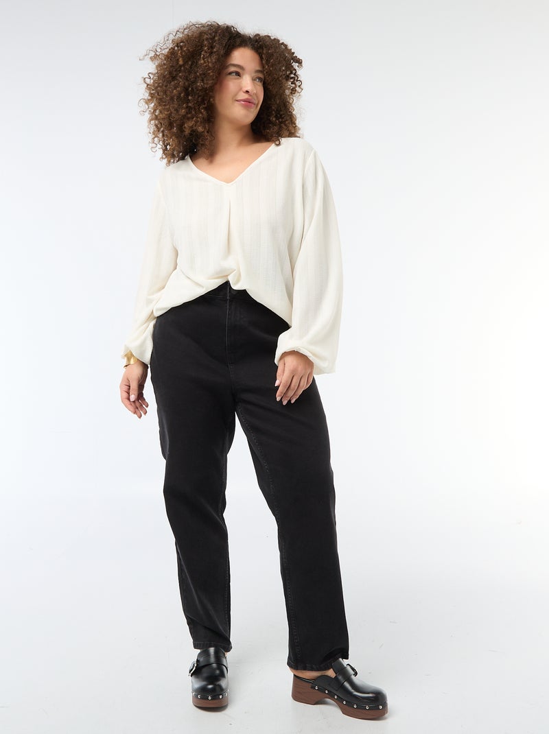 T-shirt van ajourtricot met korte mouwen Wit - Kiabi