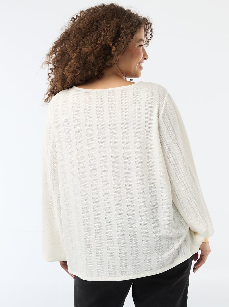 T-shirt van ajourtricot met korte mouwen Wit - Kiabi
