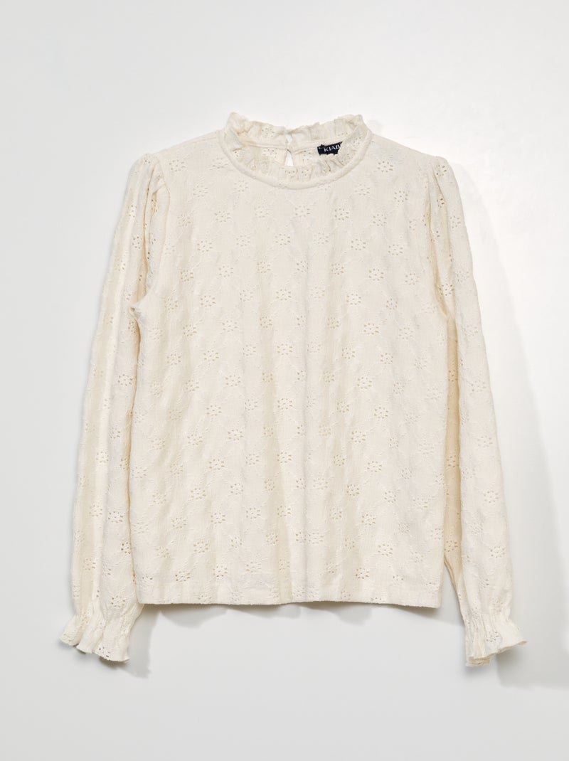T-shirt van ajourtricot WIT - Kiabi