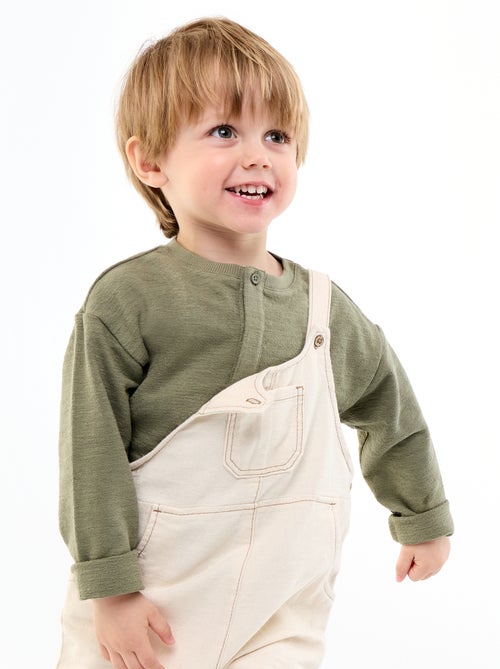 T-shirt van babyterry met lange mouwen - Kiabi