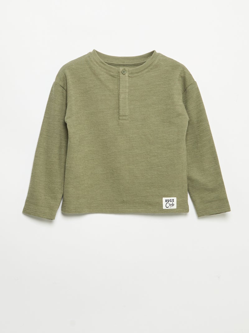 T-shirt van babyterry met lange mouwen Groen - Kiabi