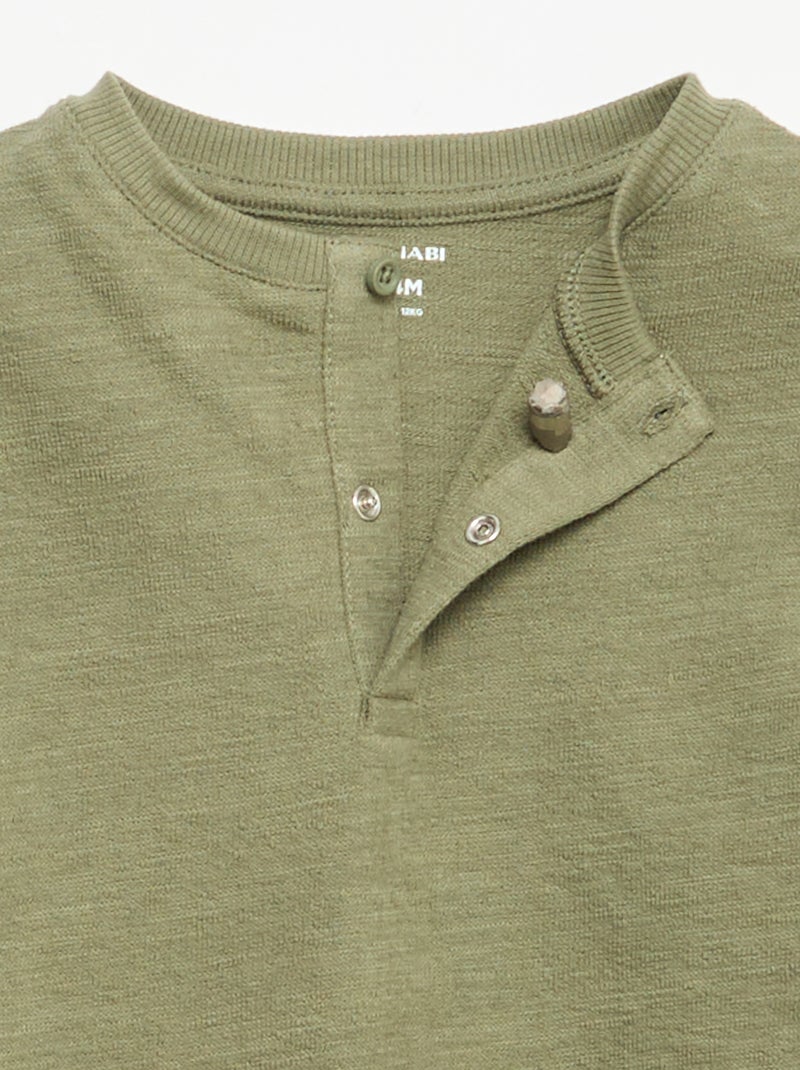 T-shirt van babyterry met lange mouwen Groen - Kiabi