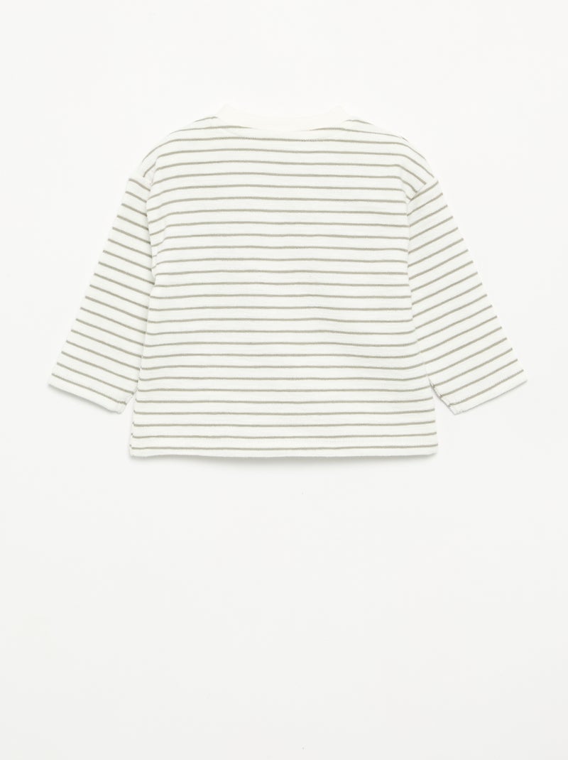 T-shirt van babyterry met lange mouwen Wit - Kiabi