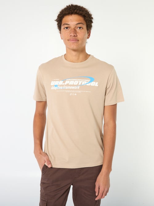 T-shirt van bedrukt katoen met korte mouwen - Kiabi