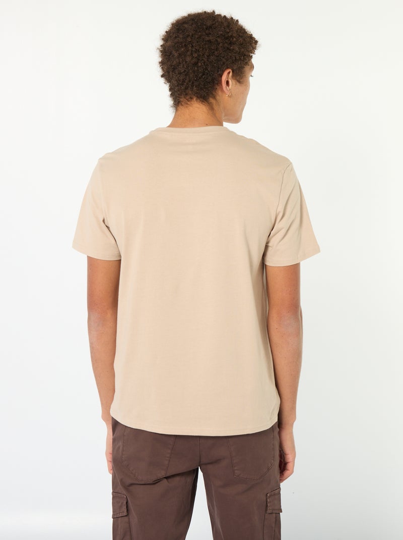T-shirt van bedrukt katoen met korte mouwen Biege - Kiabi