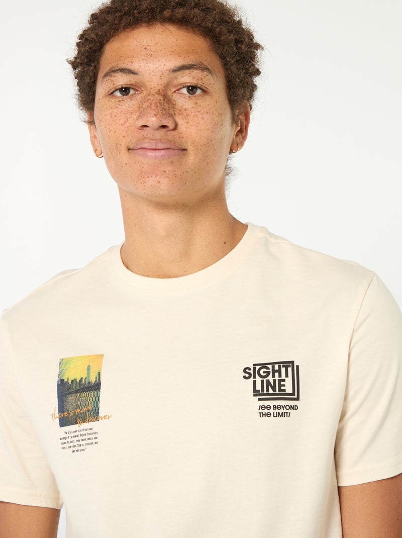 T-shirt van bedrukt katoen met korte mouwen Wit - Kiabi