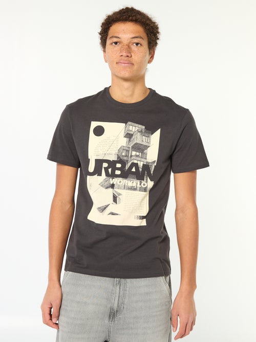 T-shirt van bedrukt katoen met korte mouwen - Kiabi T-shirt van bedrukt katoen met korte mouwen - Kiabi