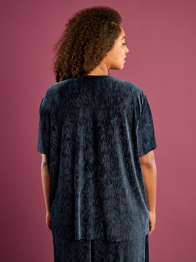 T-shirt van corduroy met korte mouwen Blauw - Kiabi