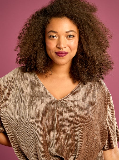 T-shirt van corduroy met korte mouwen - Kiabi