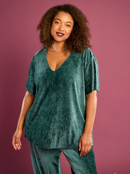 T-shirt van corduroy met korte mouwen - Kiabi