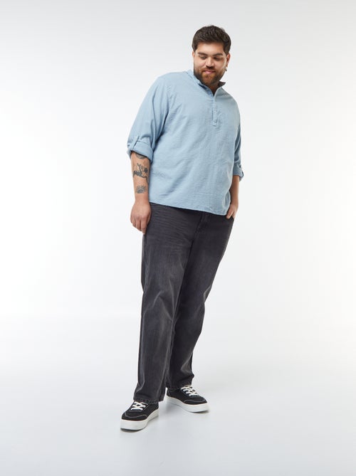 T-shirt van crêpe-achtige stof met tuniekhals - Kiabi