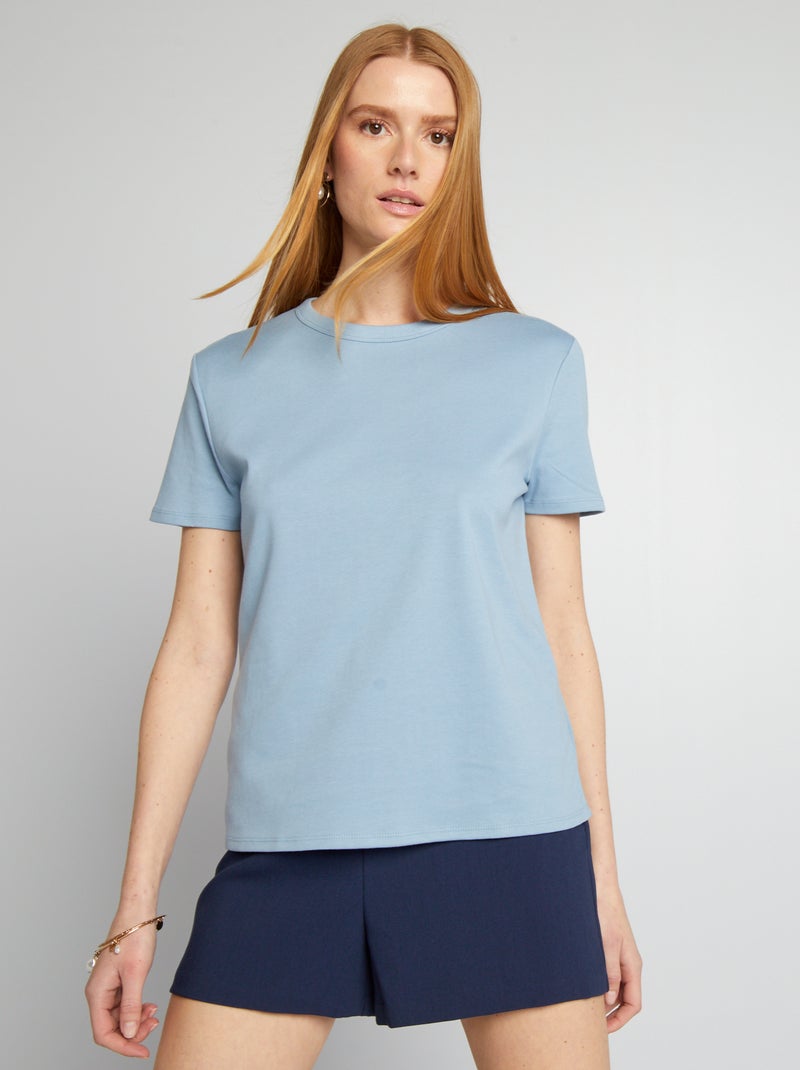 T-shirt van dik katoen BLAUW - Kiabi