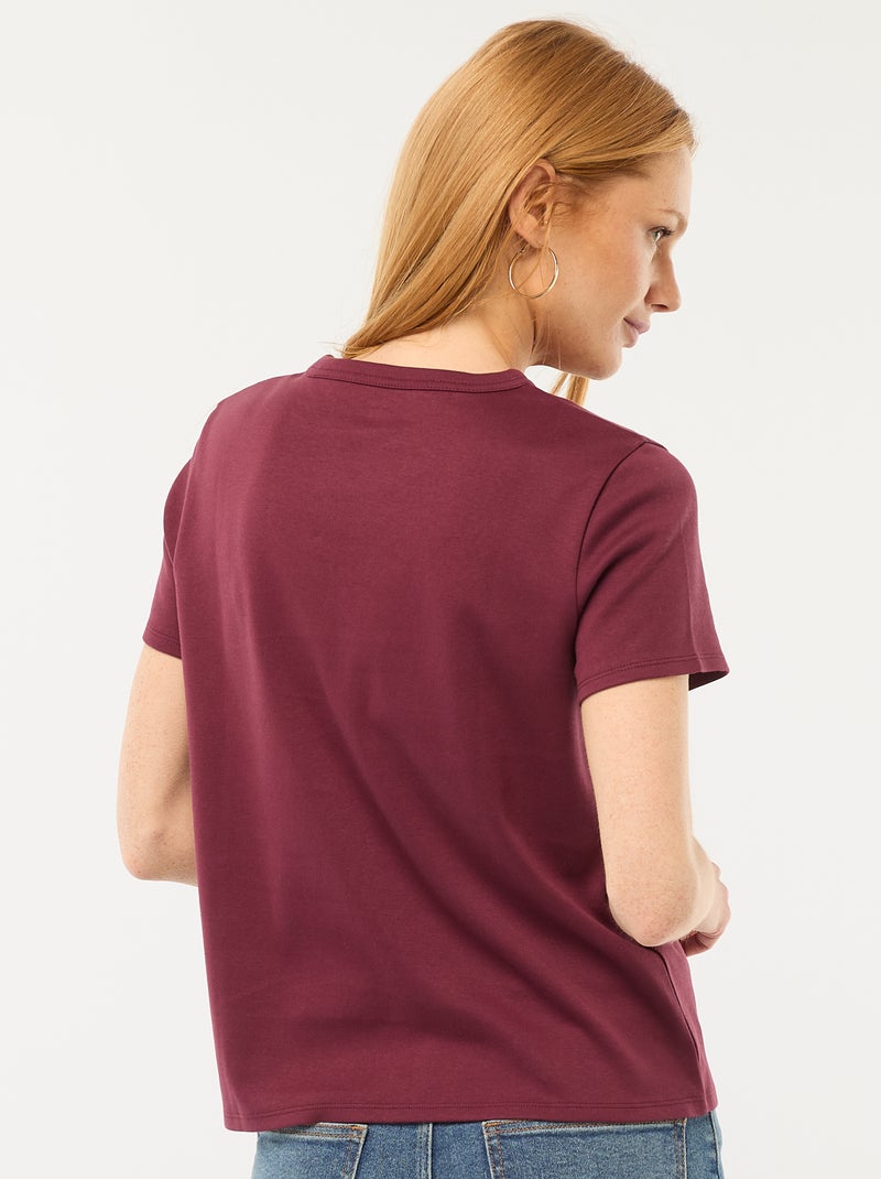 T-shirt van dik katoen Paars - Kiabi
