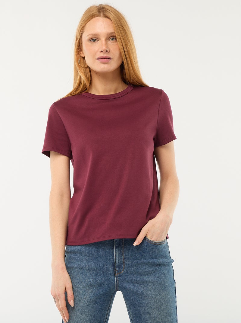 T-shirt van dik katoen Paars - Kiabi