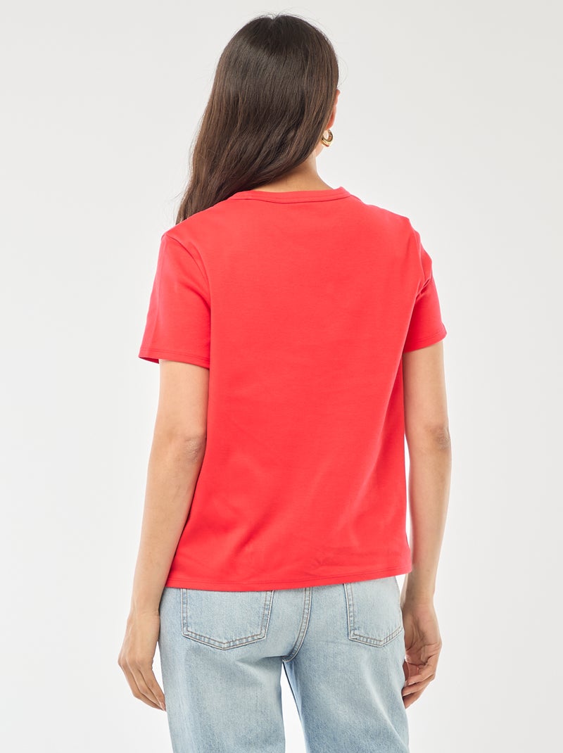 T-shirt van dik katoen Rood - Kiabi