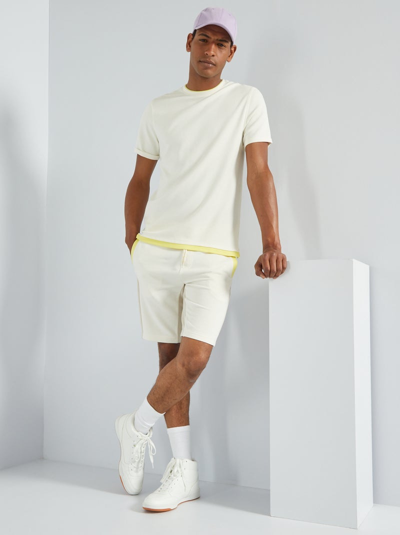 T-shirt van dik tricot met 2-in-1-effect WIT - Kiabi