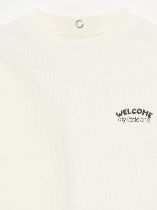 T-shirt van dikke stof met geborduurd diertje - Kiabi