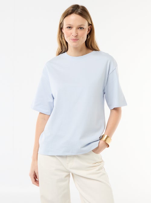 T-shirt van effen jersey met korte mouwen - Kiabi