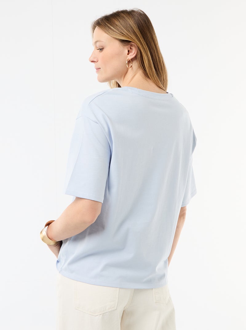 T-shirt van effen jersey met korte mouwen Blauw - Kiabi