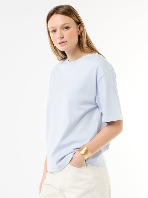 T-shirt van effen jersey met korte mouwen - Kiabi