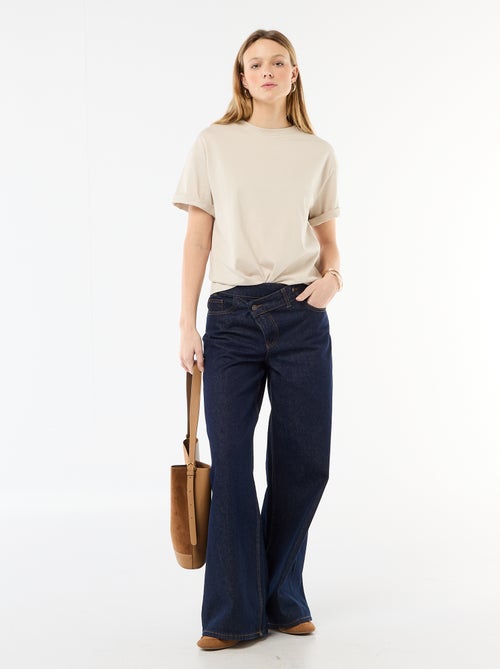 T-shirt van effen jersey met korte mouwen - Kiabi