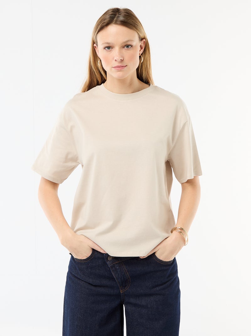 T-shirt van effen jersey met korte mouwen Grijs - Kiabi