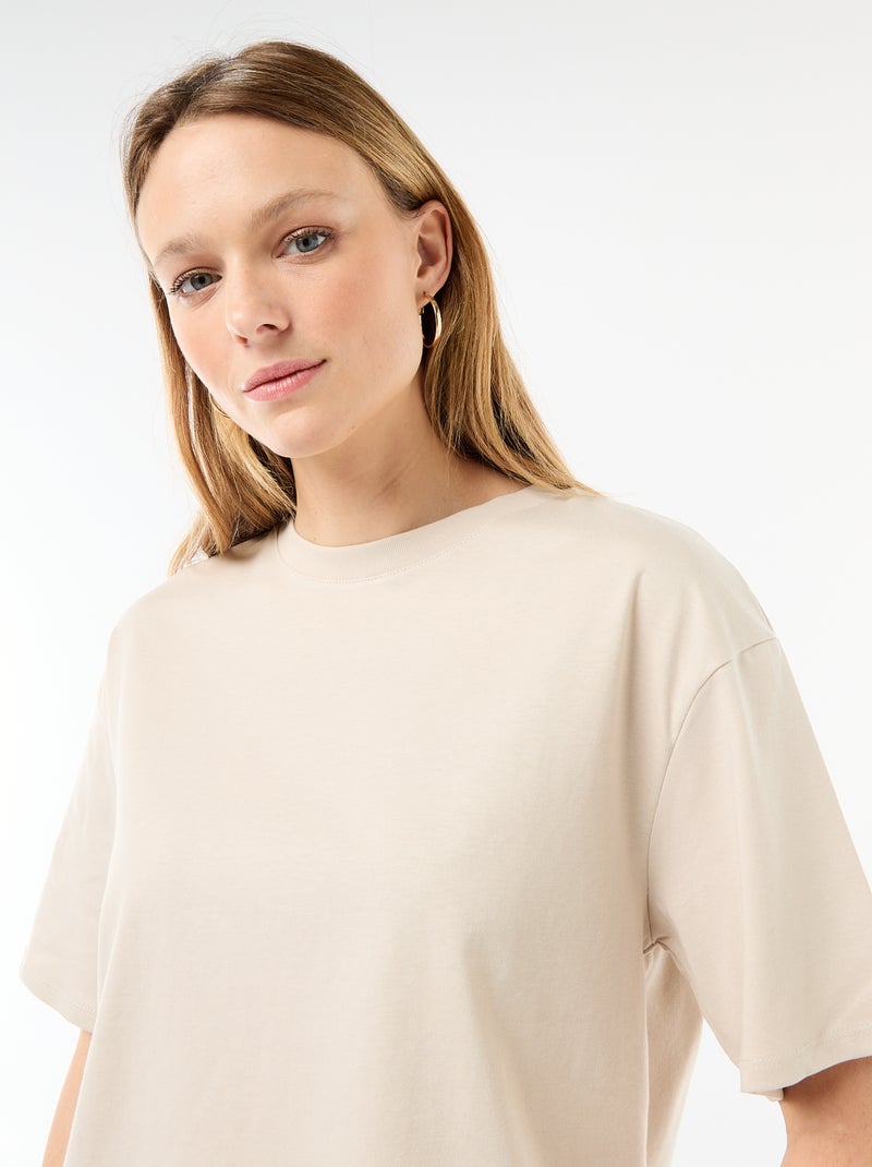 T-shirt van effen jersey met korte mouwen Grijs - Kiabi