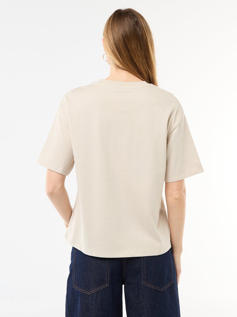 T-shirt van effen jersey met korte mouwen Grijs - Kiabi