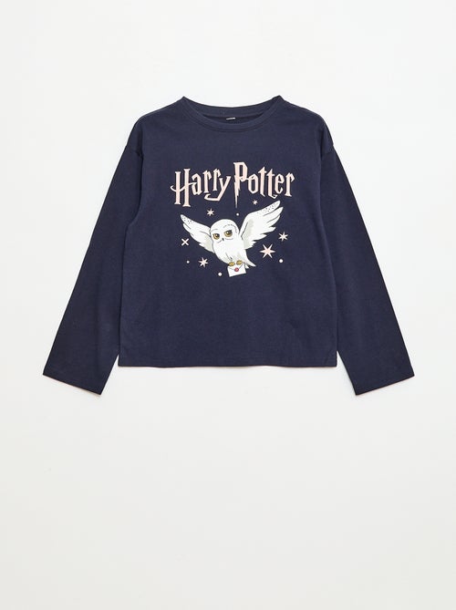 T-shirt van effen katoenjersey met print 'Harry Potter' - Kiabi
